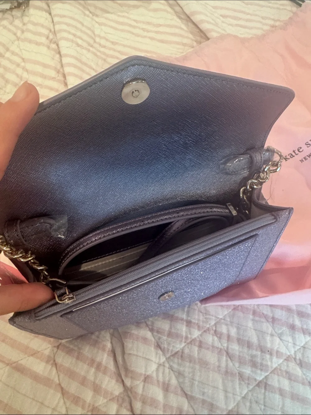 kate spade Glitter Envelope Crossbody Wallet - Sparkling Lavender